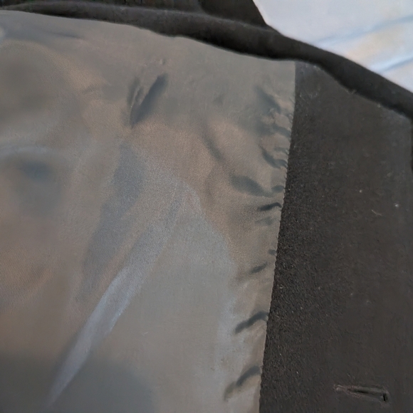 Vintage Wool Cape, black wool blend with satin tie Size M loose fit - Picture 13 of 13